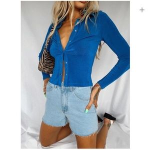 NWOT Princess Polly Elody Long Sleeve Top in Blue